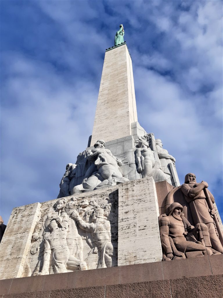 The Freedom Monument in Riga, a close up