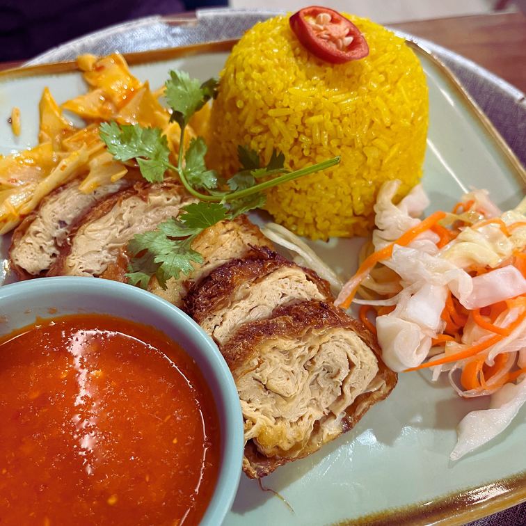 Chicken Rice at The Kind Bowl -Singapore vegan travel