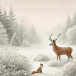 ai generated image of animalsin winter landscape